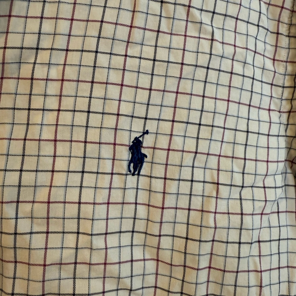 Ralph Lauren Men's Plaid Shirt - Cream, Blue, and Red